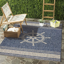Load image into Gallery viewer, 8&#39; X 9&#39; Blue And Gray Indoor Outdoor Area Rug
