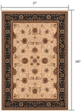 Load image into Gallery viewer, 2’ x 8’ Cream and Black Decorative Runner Rug