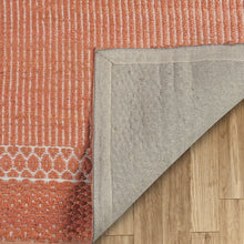 Load image into Gallery viewer, 5’ x 8’ Orange and White Thin Striped Area Rug