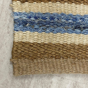 5' X 7' Blue And Brown Dhurrie Hand Woven Area Rug
