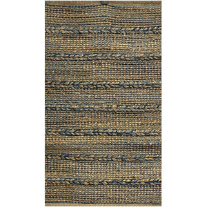 5' X 7' Blue And Brown Dhurrie Hand Woven Area Rug