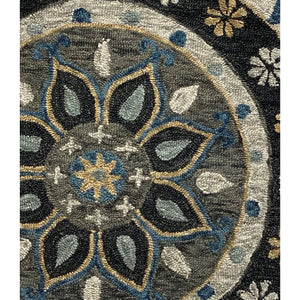 3' Round Gray Round Wool Dhurrie Hand Woven Area Rug
