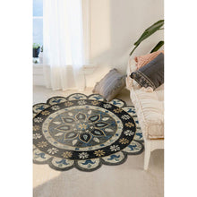 Load image into Gallery viewer, 3&#39; Round Gray Round Wool Dhurrie Hand Woven Area Rug