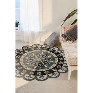 3' Round Gray Round Wool Dhurrie Hand Woven Area Rug