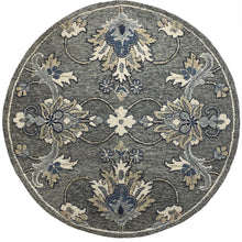 Load image into Gallery viewer, 5&#39; Gray Round Wool Hand Hooked Handmade Area Rug