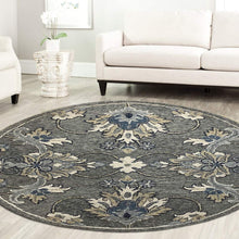 Load image into Gallery viewer, 5&#39; Gray Round Wool Hand Hooked Handmade Area Rug