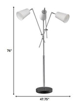 Load image into Gallery viewer, 76&quot; Chrome Two Light Tree Floor Lamp With White Cone Shade