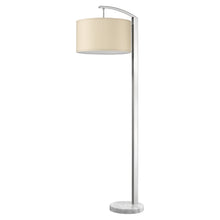 Load image into Gallery viewer, Station 1-Light Brushed Nickel Floor Lamp With Coarse Ivory Linen Shade