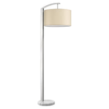 Load image into Gallery viewer, Station 1-Light Brushed Nickel Floor Lamp With Coarse Ivory Linen Shade