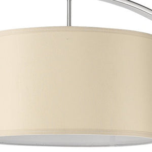 Station 1-Light Brushed Nickel Floor Lamp With Coarse Ivory Linen Shade