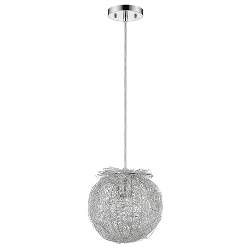 Distratto 1-Light Polished Chrome Pendant Enmeshed Aluminum Wire Shade (12
