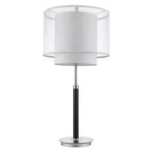 Load image into Gallery viewer, 32&quot; Silver Metal Column Table Lamp With White Drum Shade