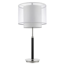 Load image into Gallery viewer, 32&quot; Silver Metal Column Table Lamp With White Drum Shade