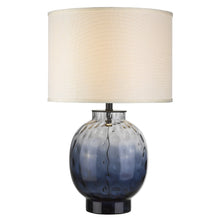 Load image into Gallery viewer, 28&quot; Dark Blue Glass Column Table Lamp With White Drum Shade
