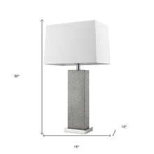 Load image into Gallery viewer, 30&quot; Silver Metal Table Lamp With White Rectangular Shade