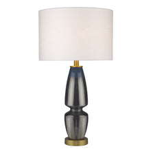 Load image into Gallery viewer, 28&quot; Brass Metal Column Table Lamp With White Drum Shade