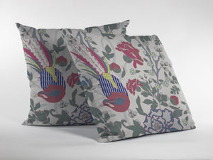 16” Pink Sage Peacock Indoor Outdoor Throw Pillow