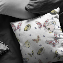 Load image into Gallery viewer, 18&quot; White Butterflies Indoor Outdoor Zippered Throw Pillow