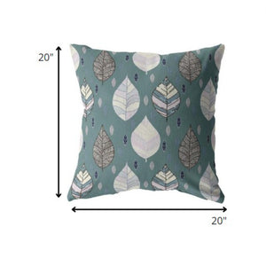 18” Pine Green Leaves Indoor Outdoor Zippered Throw Pillow