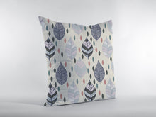 Load image into Gallery viewer, 18” Cream Gray Leaves Indoor Outdoor Zippered Throw Pillow