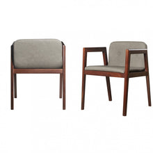 Load image into Gallery viewer, Set of Two Dark Gray Faux Leather Dining Chairs