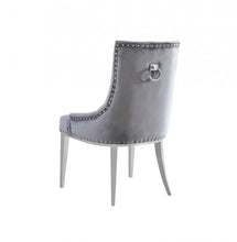 Load image into Gallery viewer, Set of Two Grey Velvet Tufted Dining Chairs