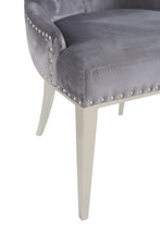 Load image into Gallery viewer, Set of Two Grey Velvet Tufted Dining Chairs