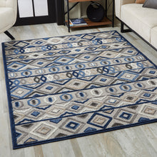 Load image into Gallery viewer, 5&#39; X 7&#39; Blue And Gray Abstract Stain Resistant Indoor Outdoor Area Rug