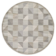 Load image into Gallery viewer, 8&#39; Round Gray Round Geometric Stain Resistant Indoor Outdoor Area Rug