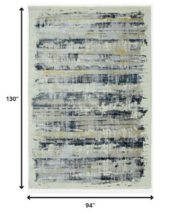 8' X 11' Blue Abstract Dhurrie Area Rug
