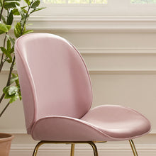 Load image into Gallery viewer, Set of Two Gold and Pink Velvet Shell Shape Dining Chairs