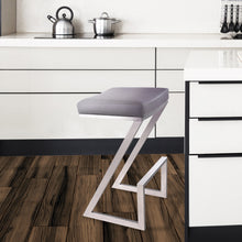 Load image into Gallery viewer, 30&quot; ContempoGrey Faux Leather and Stainless Backless Bar Stool
