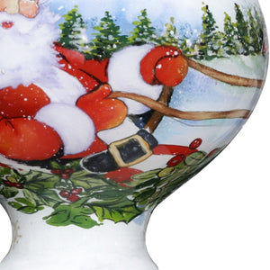 Santa Riding a Sleigh Hand Painted Mouth Blown Glass Ornament