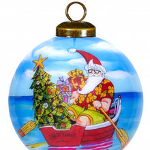 Load image into Gallery viewer, Rowing Santa Express Hand Painted Mouth Blown Glass Ornament